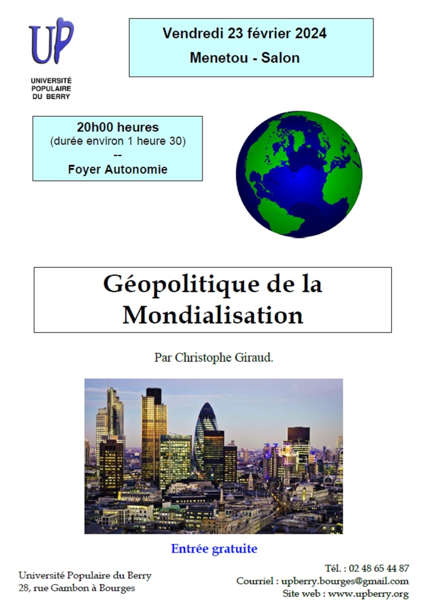 Affiche geopolitique de la mondialisation menetou salon