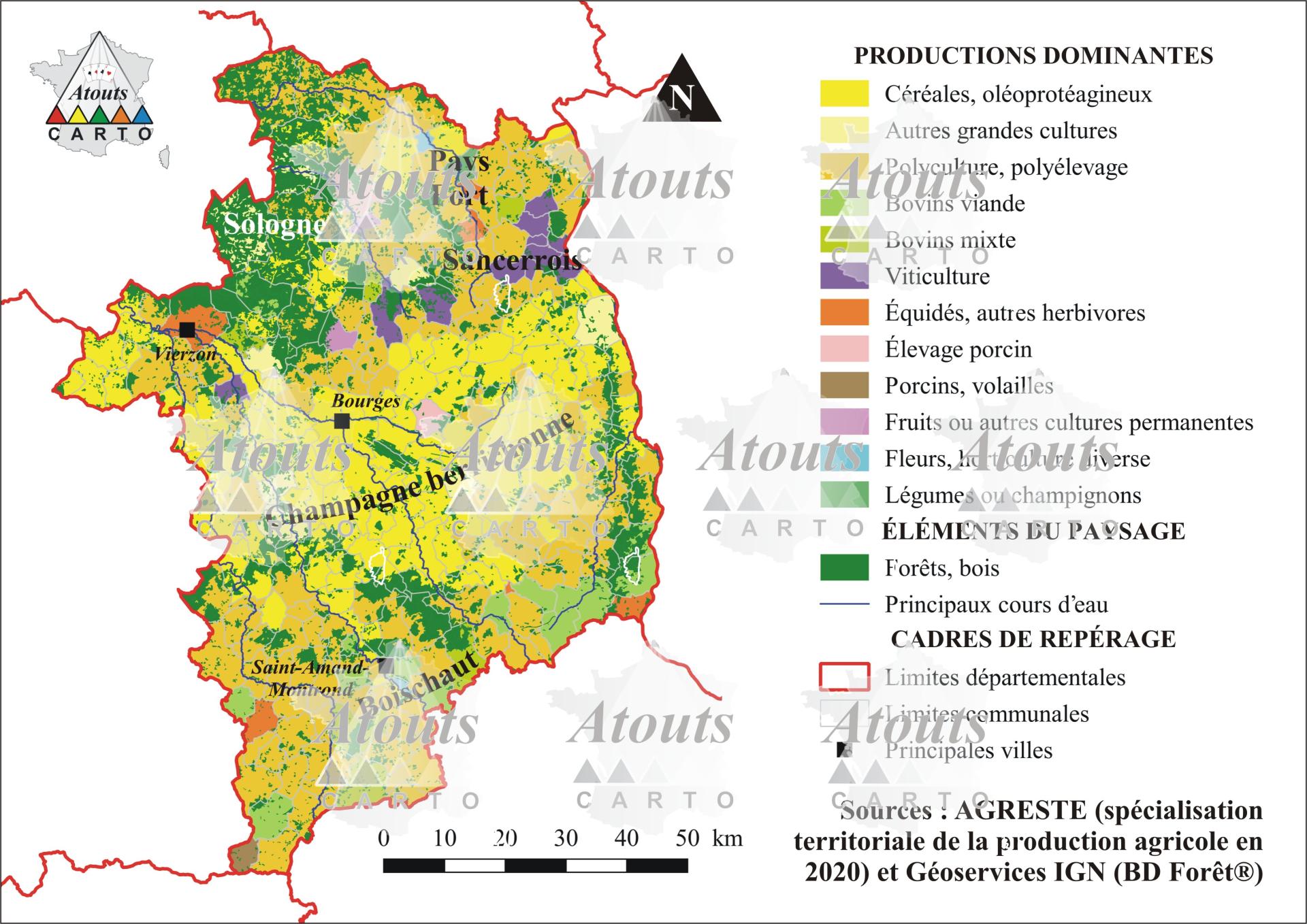 Carte economique du cher filigrane 300ppp