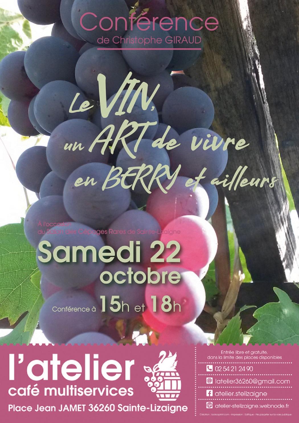 Conference le vin un art de vivre en berry et ailleurs